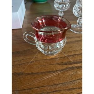 Vintage King’s Crown Thumbprint Creamer and 2 wine glasses